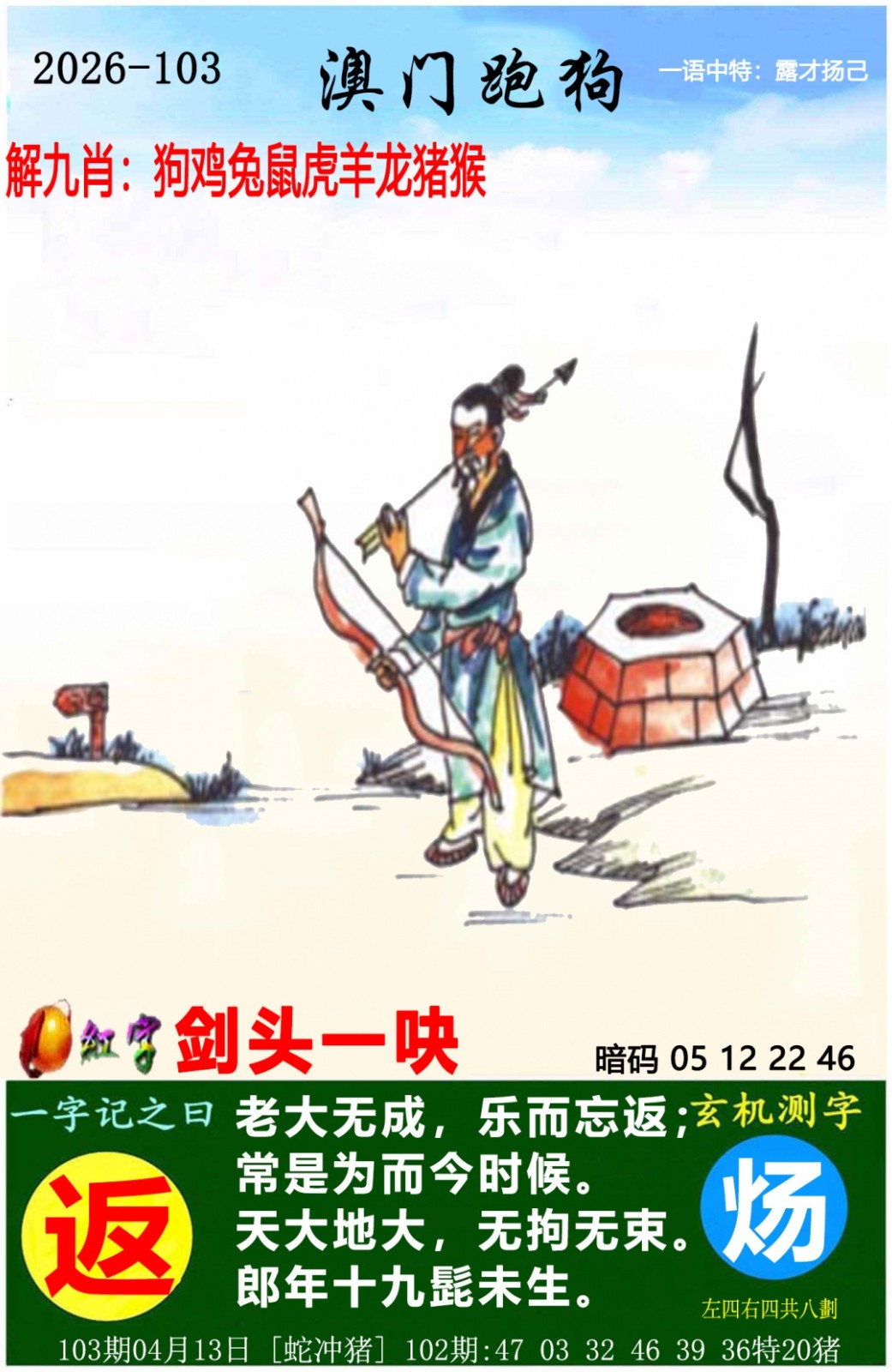 澳彩图库-首页103期：澳门跑狗图