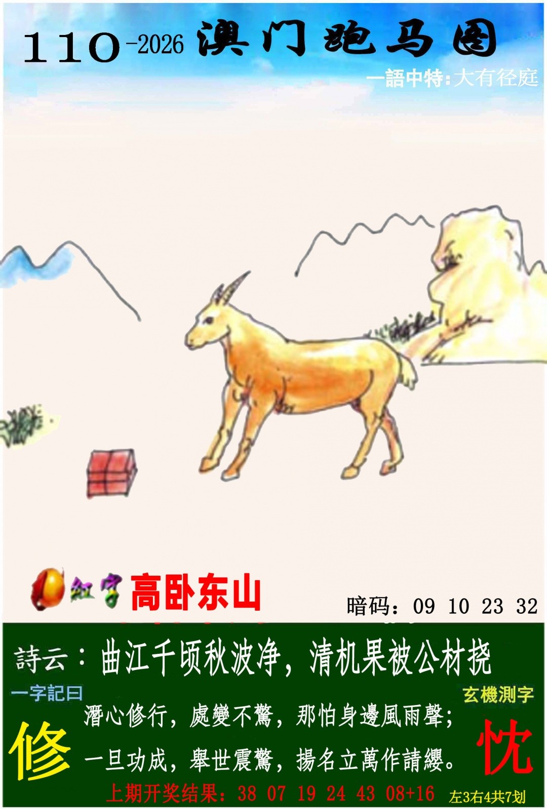 全网最牛团队：110期跑马图