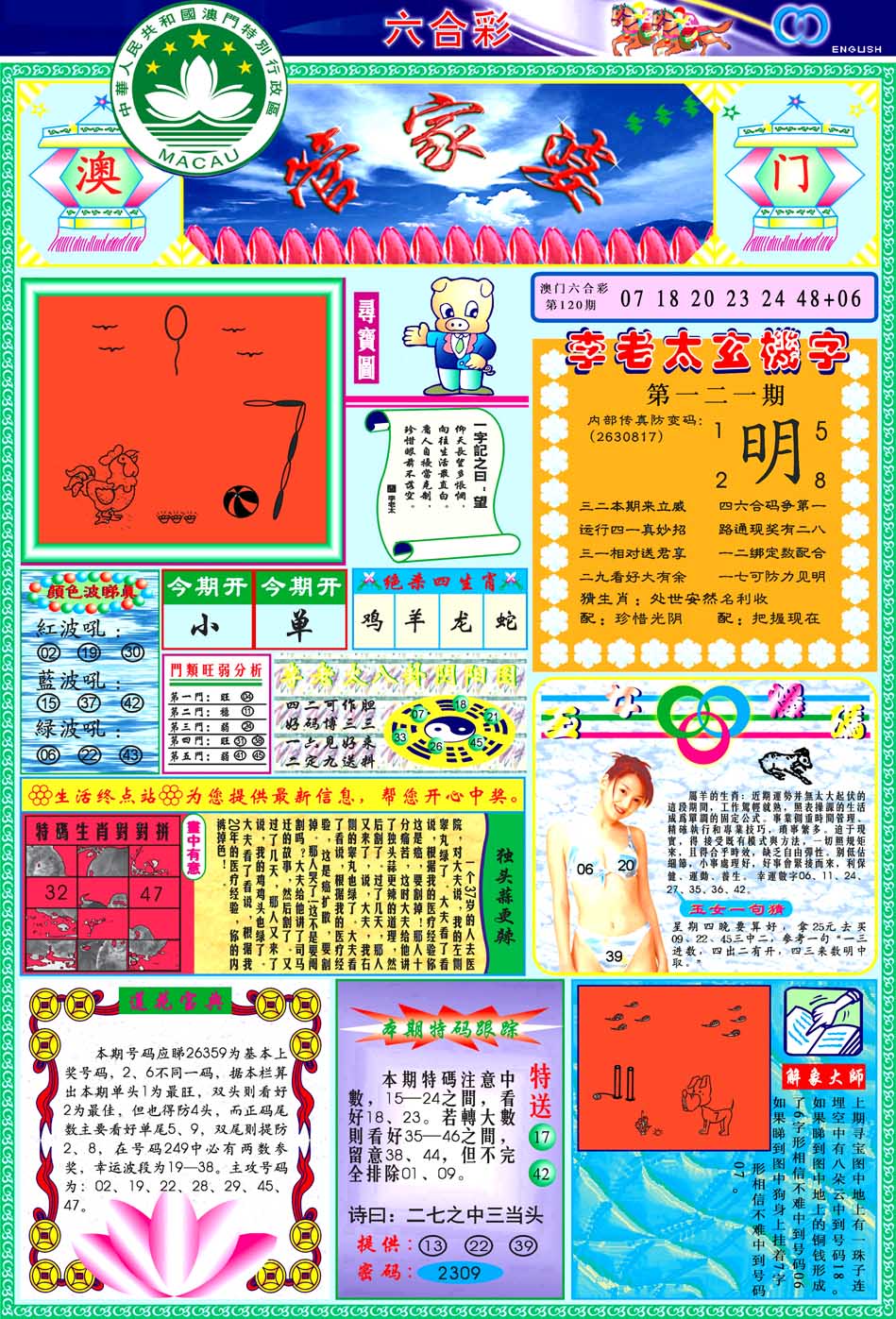 传真彩图 - 香港特料：121期管家婆