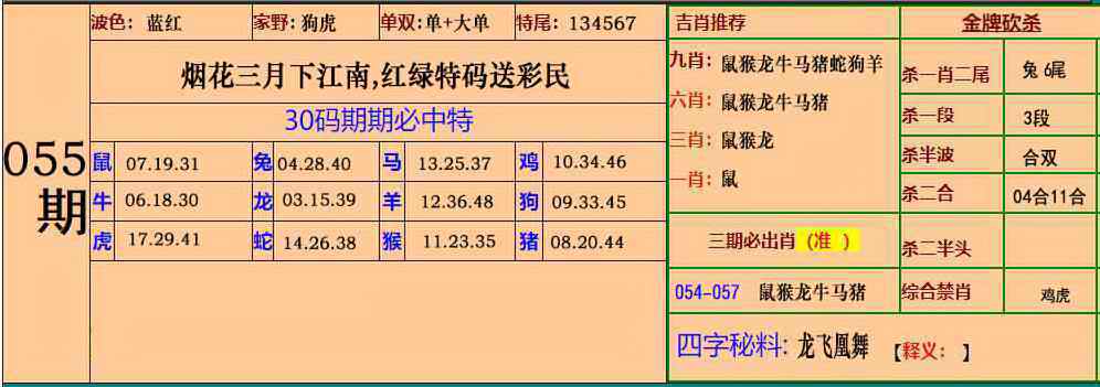 小鱼儿：055期小鱼儿30码期期中