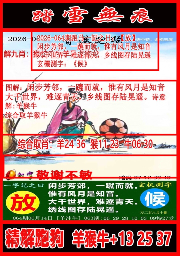 专解跑狗064期：踏雪无痕解跑狗