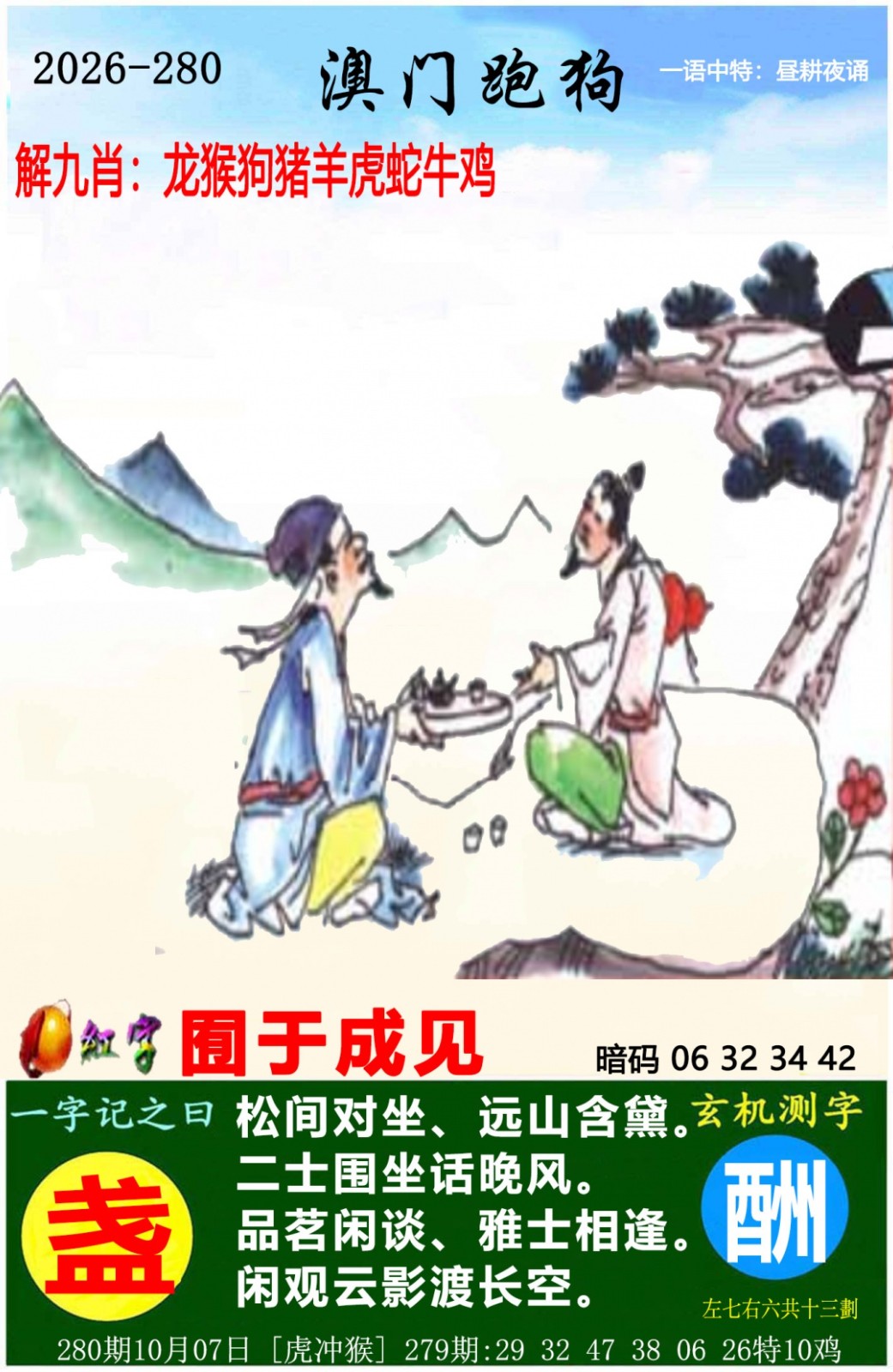 六合天地280期：澳门跑狗图